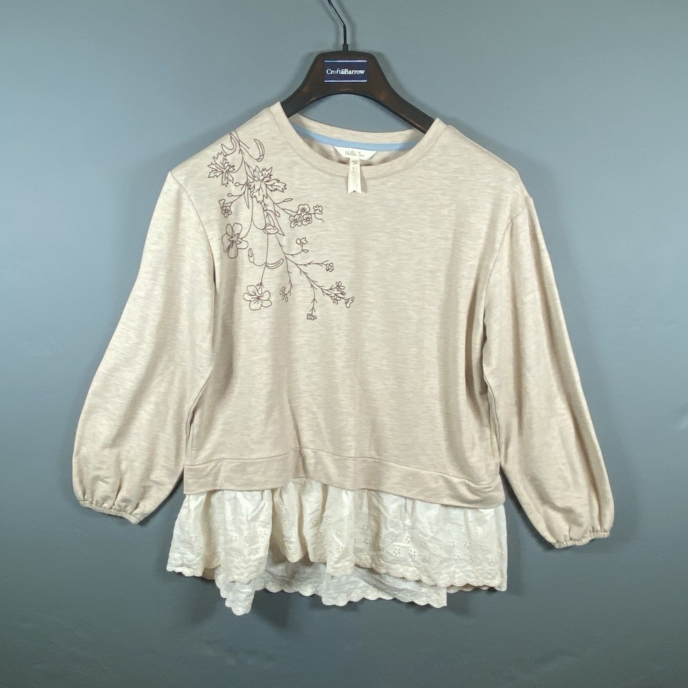 Matilda Jane Spring Bouquet Floral Eyelet Sweatshirt Women's M